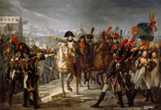 Napoleon harangues his troops.