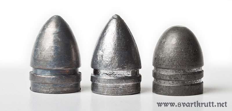 From left to right: Remington bullet, Colt bullet and a modern Lee bullet.